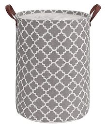 House of Quirk Thickened Large Sized 48L Laundry Basket with Durable Leather Handle - Grey