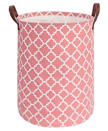 House of Quirk Thickened Large Sized 48L Laundry Basket with Durable Leather Handle - Pink