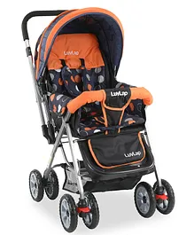 Luv Lap Baby Stroller With Mosquito Net Orange And Black - 18154