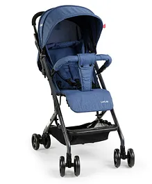 LuvLap Voyager Baby Stroller / Pram with 5 point Safety Harness, Easy Fold, Extended Canopy, Multi level recline, Looking window, easy Assembly (Blue)