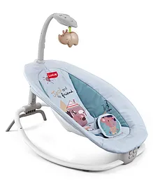 LuvLap Joy-n-Giggles Baby Rocker for Infants - Motorized Swing with soothing vibration, Music Speaker with Preset music, 360° rotating toybar, 3 point safety harness, Remote Control, Grey