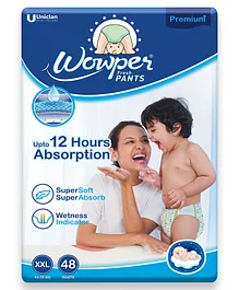 Wowper Baby Pant Style Diaper with 3D Diamond Cross Core Double Extra Large Size (XXL)- 48 Pieces