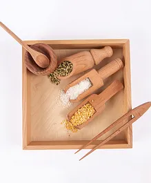NESTA TOYS Sensory Wooden Toy Set with Montessori Tray (Beech Wood)
