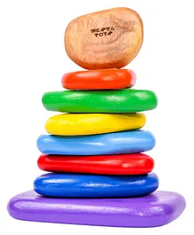 NESTA TOYS - Wooden Balancing Pebbles Rainbow Stacking Sensory Toy 8 Pcs - Multicolour