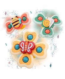 BitFeex Betterfly Spinners Bath Toy Waterproof Suction Cup Spinning Top Rotating For Boys Girls-Multicolor- Pack of 3