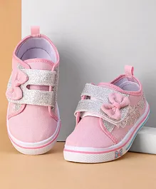 Cute Walk by Babyhug Casual Shoes With Velcro Closure and Bow  Applique - Pink