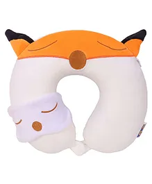 Toyshine Fox Travel Neck Pillow for Airplane Car Train Neck Support for Sleeping Resting Soft Memory Foam Insert and Cute Animal Plush Pillow Cover Children Gifts
