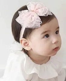 Little Miss Cuttie Lace Bow Embellished Headband  - Pink