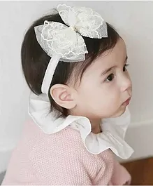 Little Miss Cuttie Lace Bow Embellished Headband  - Cream