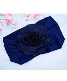 Little Miss Cuttie Chiffon Flower Detailed Headwrap - Navy Blue
