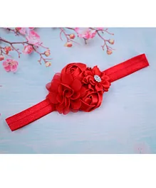 Little Miss Cuttie Rosette Chiffon Floral Detailed  Headband - Red