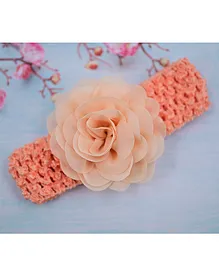 Little Miss Cuttie Floral Applique Crochet Headwrap - Peach
