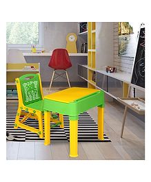 Nilkamal Apple Junior Study Table And Chair Set With  Storage Green and Yellow Colour