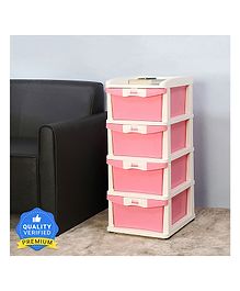 Nilkamal Chests of  4 Drawers CHTR24NT Multi-Purpose Storage Organizer Pink And Cream Colour