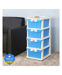 Nilkamal Chests of  4 Drawers CHTR24NT Multi-Purpose Storage Organizer Blue And Cream Colour