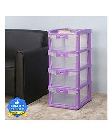 Nilkamal Chests of  4 Drawers CHTR24NT Multi-Purpose Storage Organizer Violet Colour