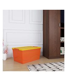 Nilkamal Multipurpose Toy Storage Organiser Box with Lid for Home SBPLA50L 50 Litre Bedroom Kids Living - Orange & Yellow