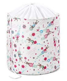 Babyhug Canvas Round Storage Bag with Floral Print- Multicolour