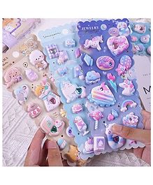 FunBlast Cute Kawaii Puffy Stickers Set  Pack of 3 Sheets Multicolor