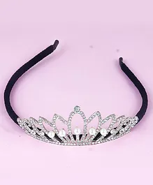 Tia Hair Accessories Elegant Diamond And Pearl Studded Crown Hair Band - Silver