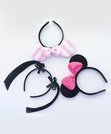 Tia Hair Accessories Set Of 3 Bunny & Pony Detailed Hair Bands - Pink & Black