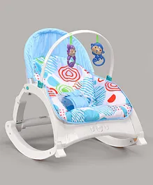 Play Nation Portable Baby Rocker With Music Soothing Vibration & Feeding Tray with Toys -Light Blue