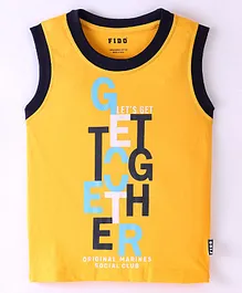 Fido Single Jersey Sleeveless T-Shirt Get Together Text Print - Yellow