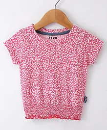 Fido Single Jersey Half Sleeves Top With Floral Print - Pink
