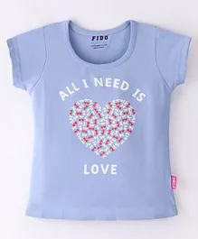 Fido Single Jersey Half Sleeves T-Shirt Heart Print - Purple
