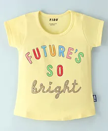 Fido Single Jersey Half Sleeves T-Shirt Future So Bright Text Print - Yellow