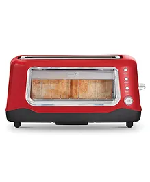 Dash See-Through Wide Slot Pop-Up Toaster- Red