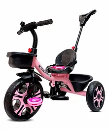 Kidsmate Junior Plug N Play Kids/Baby Tricycle with Parental Control, Storage Basket, Cushion Seat and Seat Belt- Pink
