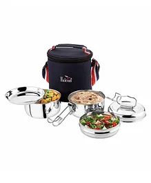 PddFalcon Stainless Steel 1350 ml Lunch Box Foodie Nx Duo With Bag - Steel