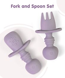 Fork & Spoon Set Baby Silicone Cutlery - Grey (Design May Vary)