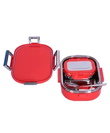 Jaypee Stainless Steel Insulated Airtight Snapsteel Leak Resistant Lunch Box with Spoon for School Kids , 650 ml , Red
