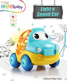 Intellibaby Premium Musical Sensory Grasping Rattle Car | Interactive Moving Light & Sound Toys | Touch Activated | Develops Auditory Sense | Expert Educator Recommended