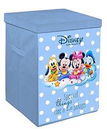 Disney By Kuber Industries Disney Kids Team Mickey Print Non Woven Fabric Foldable Laundry Basket Toy Storage Basket Cloth Storage Basket With Lid & Handles  Royal Blue