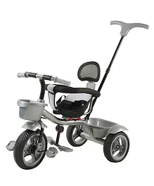 JoyRide Baby Bike Tricycle with Dual Storage Basket And Parental Handle, Footrest, Backrest & Safety Harness for Kids  Boys & Girls Age 2 to 4 Years Tricycle - Silver