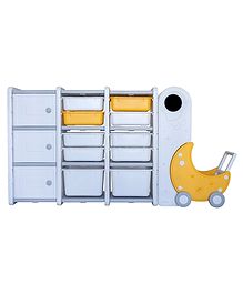 Miniture Toy Vault: Space themed Toy Storage Organizer for kids White And Yellow