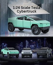 Bitfeex 1:24 Scale Tesla CYBERTRUCK Model Diecast Metal Pullback Toy Car with Openable Doors Light Music Boys Car for Kids Best Toys Gifts Toys for Kids-Color May Vary