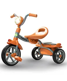 Baybee Flyer Baby Tricycle for Kids, Smart Plug & Play Kids Cycle with Eva Wheels, Head Light, Music & Storage Baskets (Orange)