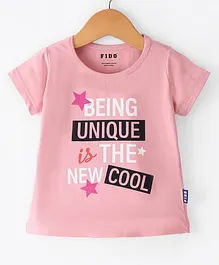 Fido Single Jersey Knit Half Sleeves Top Text Print - Pink