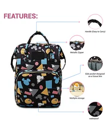 Babymoon Multifunction Backpack Style Maternity Mickey Print Diaper Bag - Black