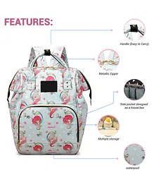 Babymoon Multifunction Backpack Style Maternity Mermaid Print Diaper Bag - Blue