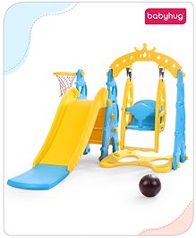 Babyhug 3 in 1  Swing and Slide with Basket Ball Hoop - Blue & Yellow