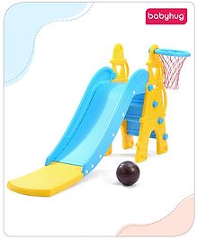 Babyhug Kids Slide with Basketball Ring-Blue & Yellow