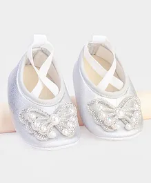 Daizy Butterfly Stone & Pearl Embellished Booties - Silver