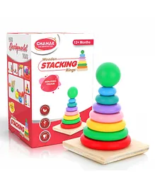 Aditi Toys Wooden Stacking Ring Toy for Kids, Rainbow Color Ring Sorting and Stacker Game