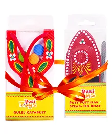 Desi Toys Steam Toy Boat & Catapult/Gulel Combo - Red