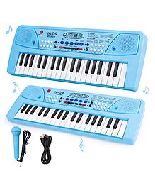 Fiddlerz 37 Key Piano Keyboard Toy with Power Option, Recording and Mic, Electronic Piano Keyboard Multi-Function Portable Piano Keyboard - Blue